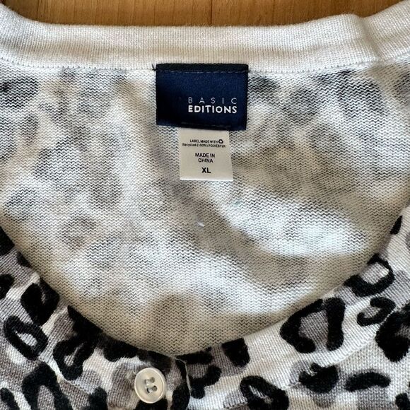 Basic Edition's Women's Button Up Cardigan Leopard Cheetah Print XL - Picture 5 of 11
